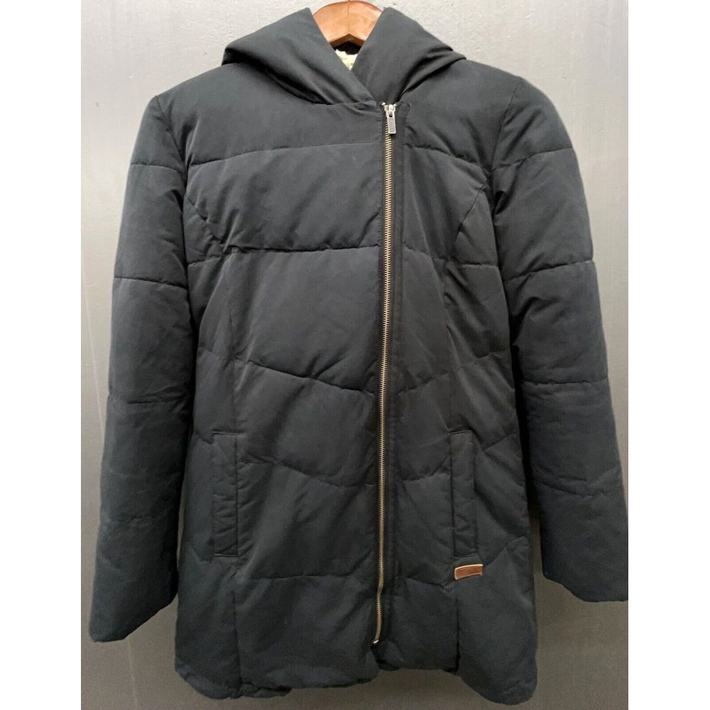 Roxy Coat XS Black Long Line Sherpa Lined Hood Full Zip Parka Jacket Winter Snow